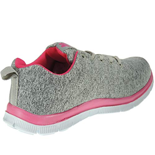 MONROY DT1072/2 Zapatilla Deportiva Importación Sneaker Ligera Piso Eva Cordones para Mujer Gris Talla 38