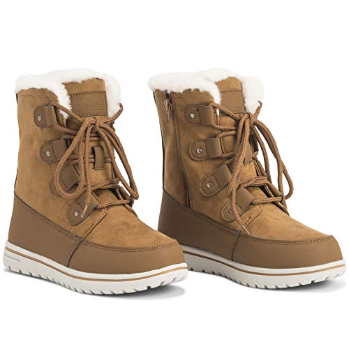 Mujer Acolchado Corto Nieve Invierno Piel Sintética Calentar Durable Impermeable Botas - 9 - TAN42 AYC0522