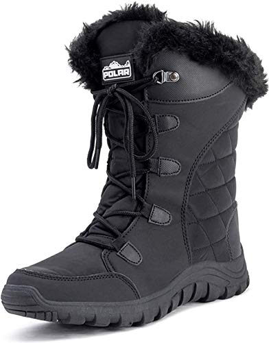 Mujer Acolchado Negro Al Aire Libre Forrada De Piel Lluvia Pato Botas - BLK42 - AYC0129