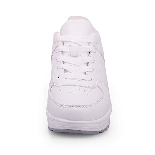 Mujer Adelgazar Zapatos Calientes Fur Botines Sneakers Zapatos de Plataforma de Cuña de Fitness Zapatos de Andar Impermeable Anti Deslizante Zapatos Blanco-Bajo（Piel Forrada） 42 EU