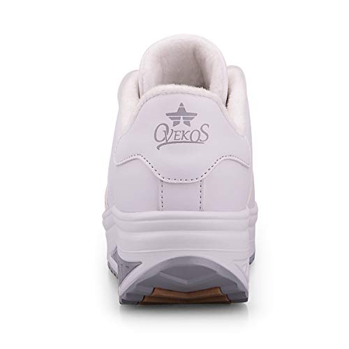 Mujer Adelgazar Zapatos Calientes Fur Botines Sneakers Zapatos de Plataforma de Cuña de Fitness Zapatos de Andar Impermeable Anti Deslizante Zapatos Blanco-Bajo（Piel Forrada） 42 EU