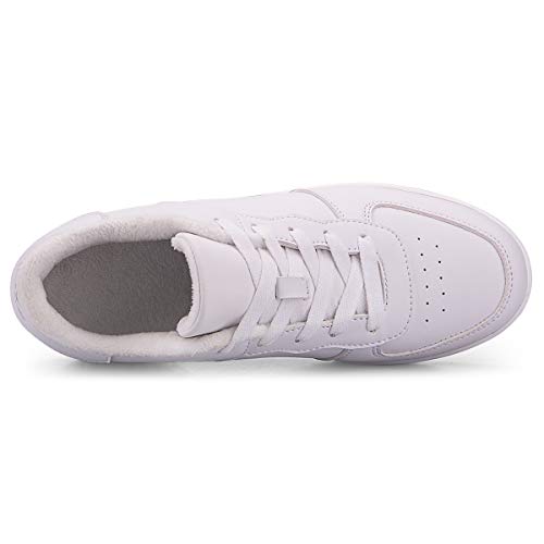 Mujer Adelgazar Zapatos Calientes Fur Botines Sneakers Zapatos de Plataforma de Cuña de Fitness Zapatos de Andar Impermeable Anti Deslizante Zapatos Blanco-Bajo（Piel Forrada） 42 EU