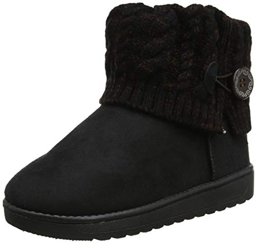 Mujer Botas De Nieve De Punto Unidas para Mujer Negro/Marrón 38 (Talla de Suela es Asiática 39)