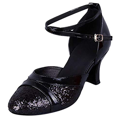 Mujeres&Niña Zapatos Latinos de Baile salón Casuales Zapatillas Hebilla Romanas Calzado de Danza para Mujeres Zapatos Vestir de Fiesta riou