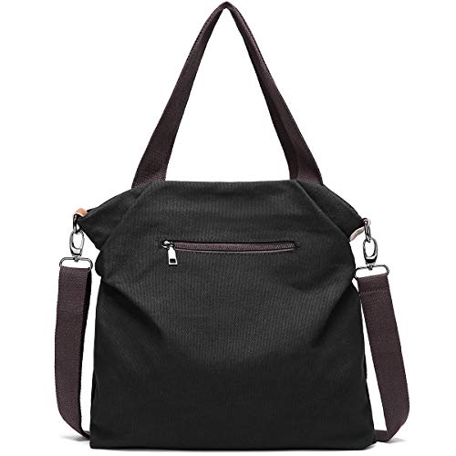 Myhozee Bolsos de Mujer,Bolso Bandolera Mujer Bolso Lona de Hombro Bolso Tote Bolso Shopper Bolso de Mano para Multifuncional - Negro