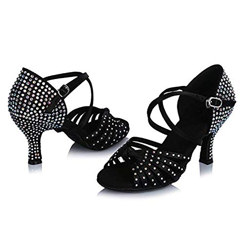 Naudamp Zapatos Baile Latinos Mujer Diamante de Imitación Mujeres Salón de Baile Latino Zapatos Suela de Ante