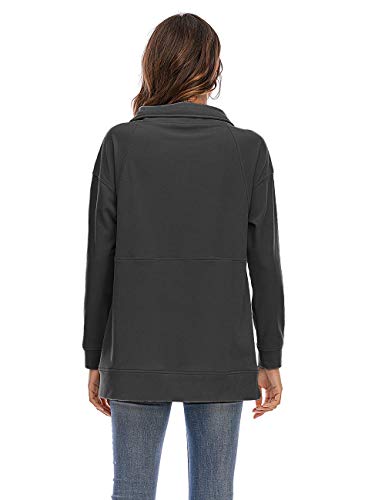 Nekosi Sudadera informal para mujer de talla grande, informal, ligera, de manga larga, con cremallera, con bolsillos 04-gris oscuro XL