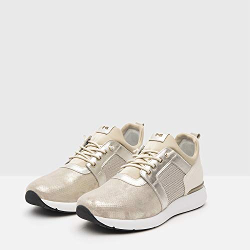 Nero Giardini P907710D - Zapatillas deportivas para mujer de piel y tejido técnico Beige Size: 36 EU