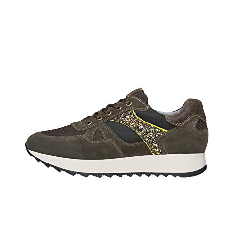 NeroGiardini A908902D Sneaker Mujer De Piel, Ante Y Tela - Bosque 36 EU