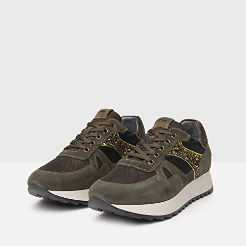 NeroGiardini A908902D Sneaker Mujer De Piel, Ante Y Tela - Bosque 36 EU