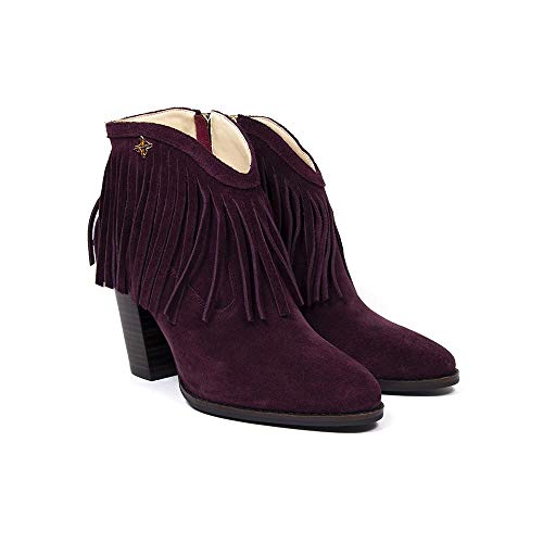 Nicole Mulberry - Botines de ante con flecos, color Morado, talla 39 EU