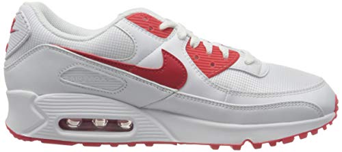 Nike Air MAX 90, Zapatillas para Correr Hombre, White Hyper Red Black, 44 EU