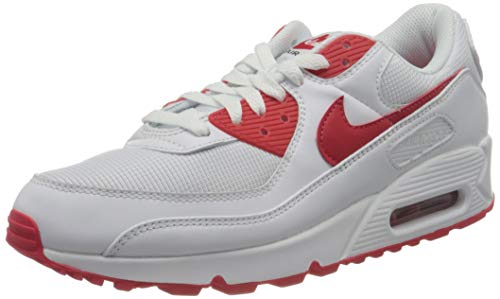 Nike Air MAX 90, Zapatillas para Correr Hombre, White Hyper Red Black, 44 EU