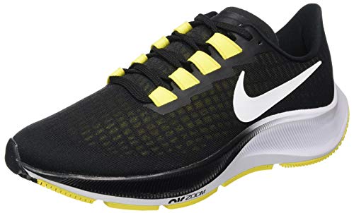 Nike Air Zoom Pegasus 37, Zapatillas para Correr de Carretera Hombre, Black White OPTI Yellow, 44 EU