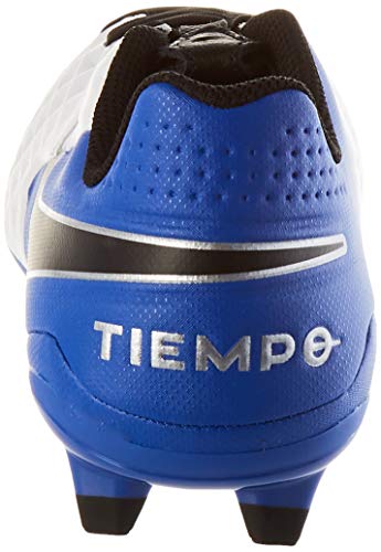 Nike Legend 8 Academy FG/MG, Football Shoe Unisex Adulto, White/Black-Hyper Royal-Metallic Silver, 39 EU