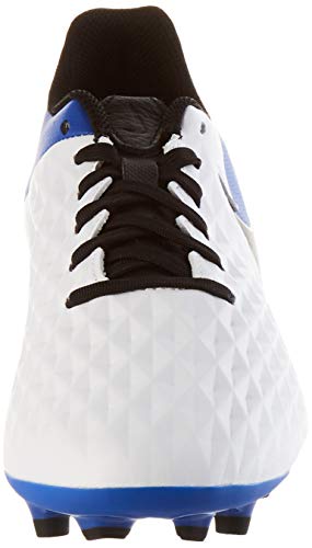 Nike Legend 8 Academy FG/MG, Football Shoe Unisex Adulto, White/Black-Hyper Royal-Metallic Silver, 39 EU