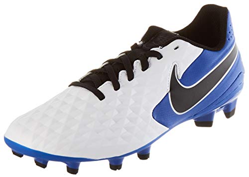 Nike Legend 8 Academy FG/MG, Football Shoe Unisex Adulto, White/Black-Hyper Royal-Metallic Silver, 39 EU