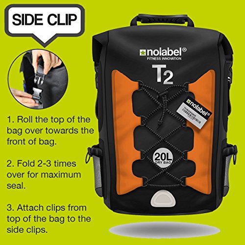 No Label Mochila Deportiva de 20L Impermeable - T2 Mochila para Ciclismo Running Triatlón y Deportes acuáticos. Protege del Polvo, la Arena, el Agua y la Suciedad Color Negro/Verde, tamaño