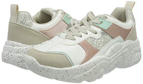 ONLY ONLSANNA-4 PU Chunky Sneaker, Zapatillas Mujer, White Detail W Glitter, 41 EU