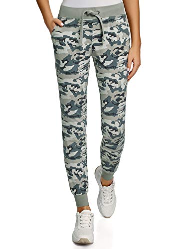 oodji Ultra Mujer Pantalones de Punto con Cordones, Verde, L