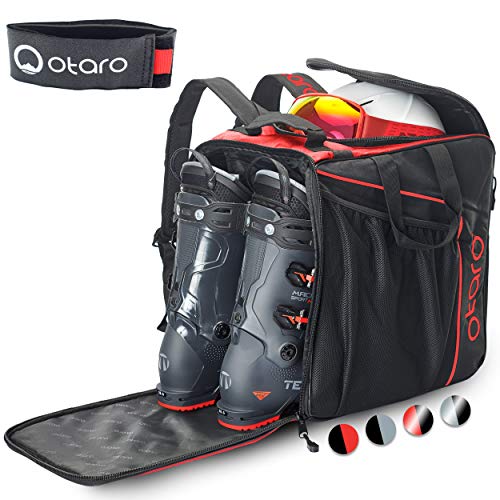 Otaro ® Premium Bolsa para Botas de esquí con Compartimento para Casco (Classic: Rojo/Negro)