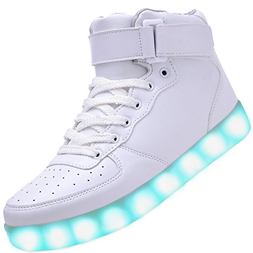 Padgene Unisex Zapatillas LED para Hombre Mujere con Luces (7 Colores) USB Carga Zapatos de Deporte