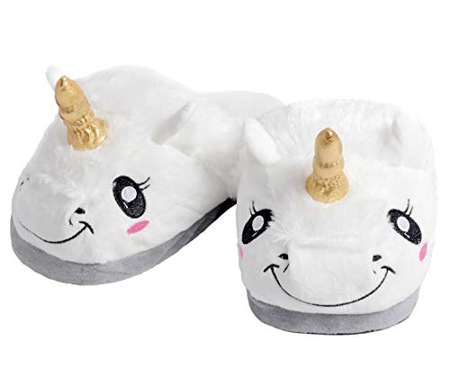 Pantuflas Zapatillas de Estar en Casa Unicornio Blancos Talla única 37 38 Suaves Calentitas Antideslizantes Peluche para Mujeres y Niñas