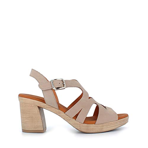 PAULA URBAN - Sandalias Vestir - Cuero para: Mujer Color: Nabuk/Tortola Talla: 38