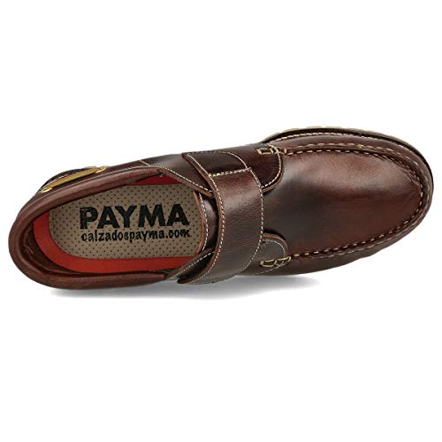 PAYMA - Zapatos Náuticos Timber de Piel Seahorse Engrasada. Hombre, Mujer, Niño. Hecho en ESPAÑA. 3-Ojales. Piso Caramelo, Negro o Goma Track. Colores Marrón, Azul Marino o Negro. Cordones o Velcro