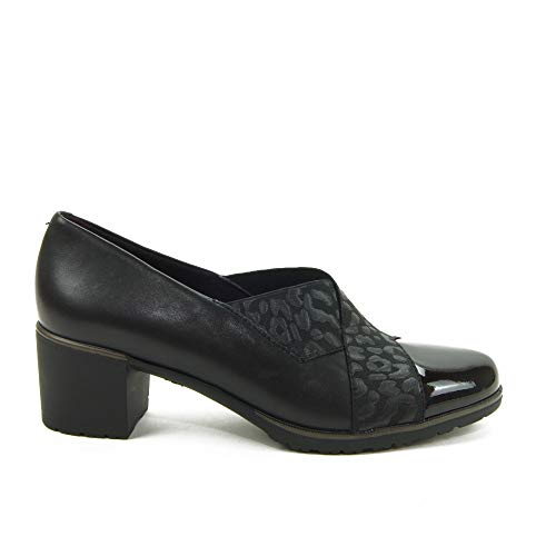 PITILLOS 5733 Zapato Piel Tacon Medio Mujer Negro 41