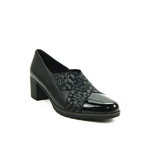 PITILLOS 5733 Zapato Piel Tacon Medio Mujer Negro 41