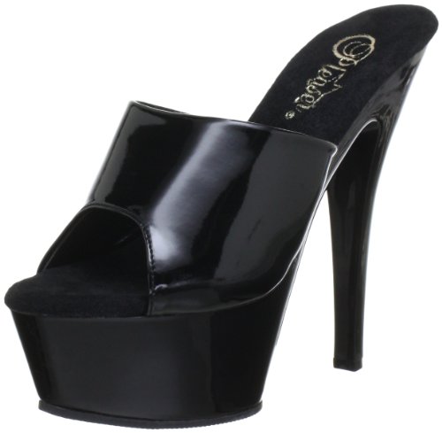 Pleaser EU-KISS-201 - Sandalias de Material sintético Mujer, Color Negro, Talla 37