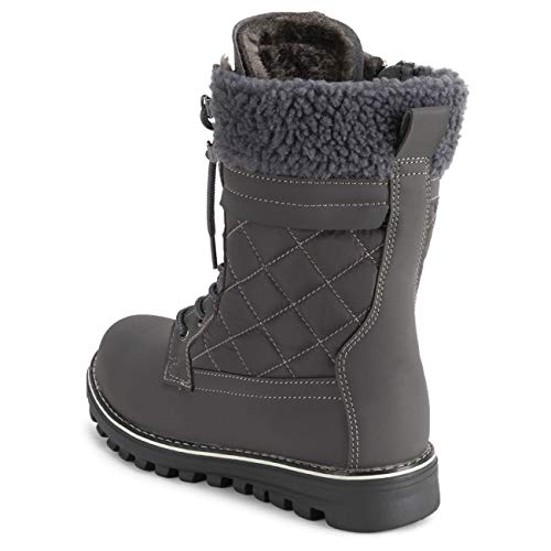 Polar Mujer Espuma De Memoria Bolsillo Exterior Dentro Cremallera Térmica Impermeable Profunda Huella Suela De Goma Botas De Nieve - Gris/Gris Añal - UK3/EU36 - YC0619