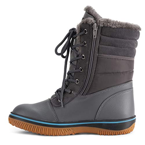 Polar Mujer Espuma De Memoria CEntrast Line Caucho Gum Suela Exterior Impermeable Acolchado Collar Térmica Botas De Nieve - Gris - UK10/EU43 - YC0668