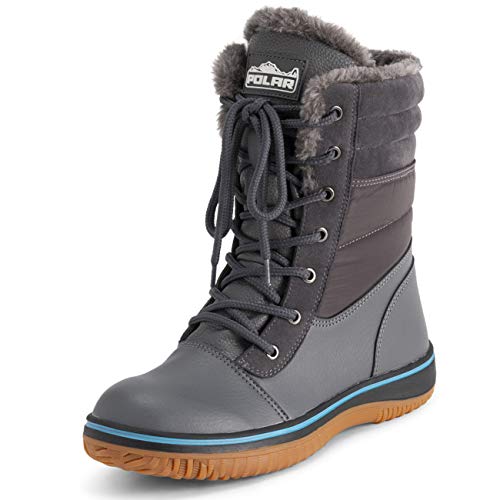 Polar Mujer Espuma De Memoria CEntrast Line Caucho Gum Suela Exterior Impermeable Acolchado Collar Térmica Botas De Nieve - Gris - UK10/EU43 - YC0668