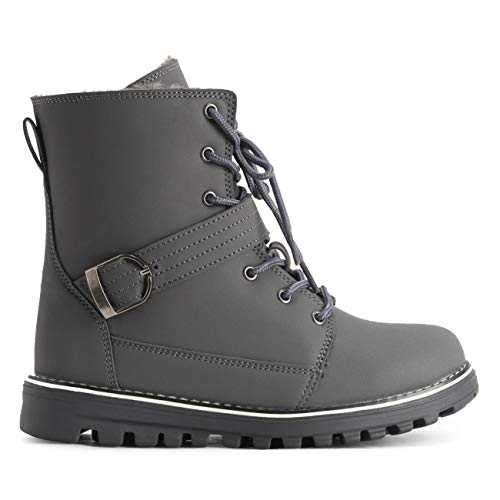 Polar Mujer Espuma De Memoria Motorista Botas De Nieve Piel Sintética Forrada Welted Caucho Suela Exterior Térmica Zapatos - Gris - UK6/EU39 - YC0646