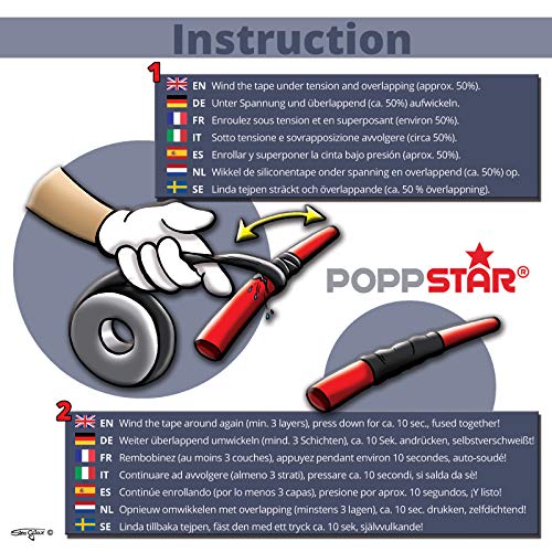 Poppstar - Cinta de silicona de autofusión, 1 x 3 m, ideal como cinta de reparación, cinta aislante y cinta de sellado (estanca, hermética), 25mm de ancho, color transparente