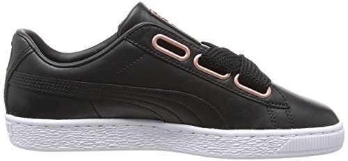 Puma Basket Heart Leather, Zapatillas Mujer, Negro Black-Rose Gold, 40 EU