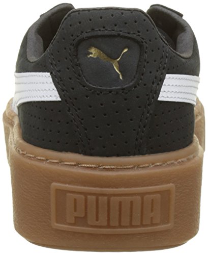 PUMA Basket Platform Perf Gum, Zapatillas para Mujer, Negro Black White Gold, 38 EU