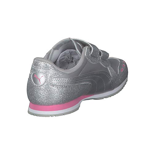 PUMA Cabana Racer Glitz V PS, Zapatillas Muchachas, Silver Silver/Sachet Pink, 28 EU