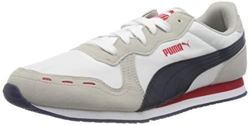 PUMA Cabana Run, Zapatillas Unisex Adulto, Blanco White/Gray Violet/Peacoat/High Risk Red, 37.5 EU