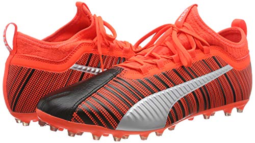 PUMA One 5.3 MG, Botas de fútbol Hombre Black-Nrgy Red Aged Silver, 43 EU