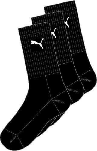 Puma Sports Socks - Calcetines de deporte para hombre, color negro, talla 35-38, 3 unidades