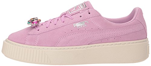 PUMA Unisex-Kid's Suede Platform Jewel Zapatilla de deporte con plataforma, color plateado orquídea, 5.5 M US Big Kid