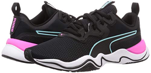 PUMA Zone XT Wns, Zapatillas Deportivas para Interior Mujer, Negro Black White/Luminous Pink/Aruba Blue, 42.5 EU