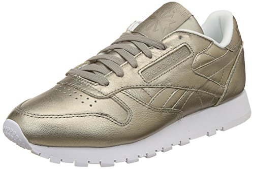 Reebok Classic Leather L Zapatillas, Mujer, Dorado (Pearl Metallic-Grey Gold / White), 36 EU (3.5 UK)