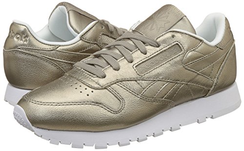 Reebok Classic Leather L Zapatillas, Mujer, Dorado (Pearl Metallic-Grey Gold / White), 36 EU (3.5 UK)