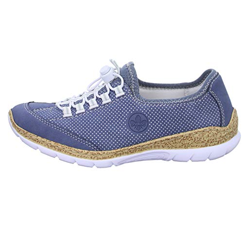 Rieker Frühjahr/Sommer N42M8, Mocasines Mujer, Azul (Jeans/Silber/Bleu-Silver/ 14 14), 37 EU