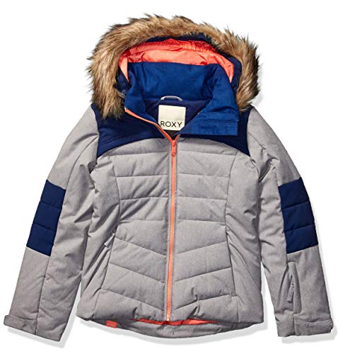 ROXY Snow Big Bamba Girl Jacket, Heather Grey, 12/L