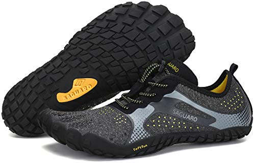 SAGUARO Hombre Mujer Minimalistas Zapatillas de Deporte Trail Running Calzado Caminar Cómodas Senderismo Ciclismo Ligeras Deportivas Andar Trekking Montaña Agua Exterior Interior(Negro, 42 EU)